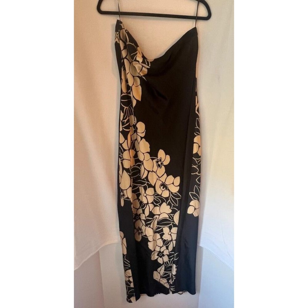 Anthropologie Black Cream Floral Print Maxi Dress Size XL - Picture 2 of 3